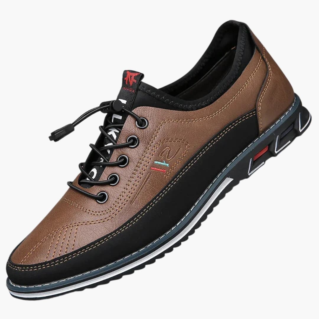 Men's black lace-up Oxford shoes round toe smooth finish low-top formal casual wear