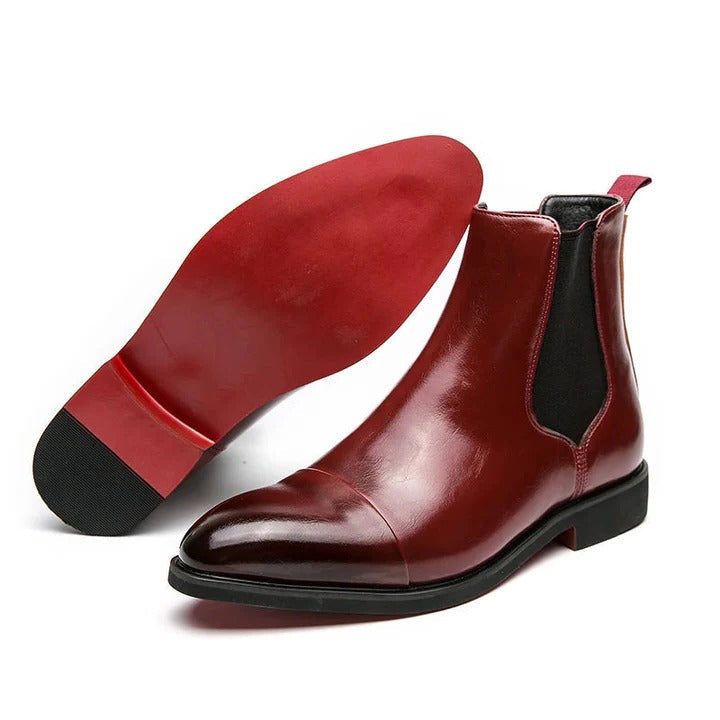 Men's black Chelsea boots timeless silhouette with elastic side panels for effortless slip-on wear