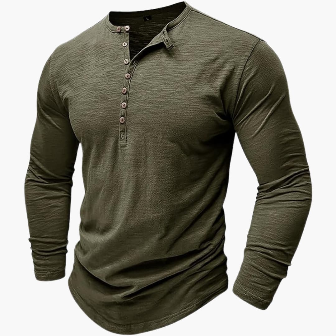 Men's relaxed fit short sleeve shirt with chest pocket, round neckline, minimalist casual style