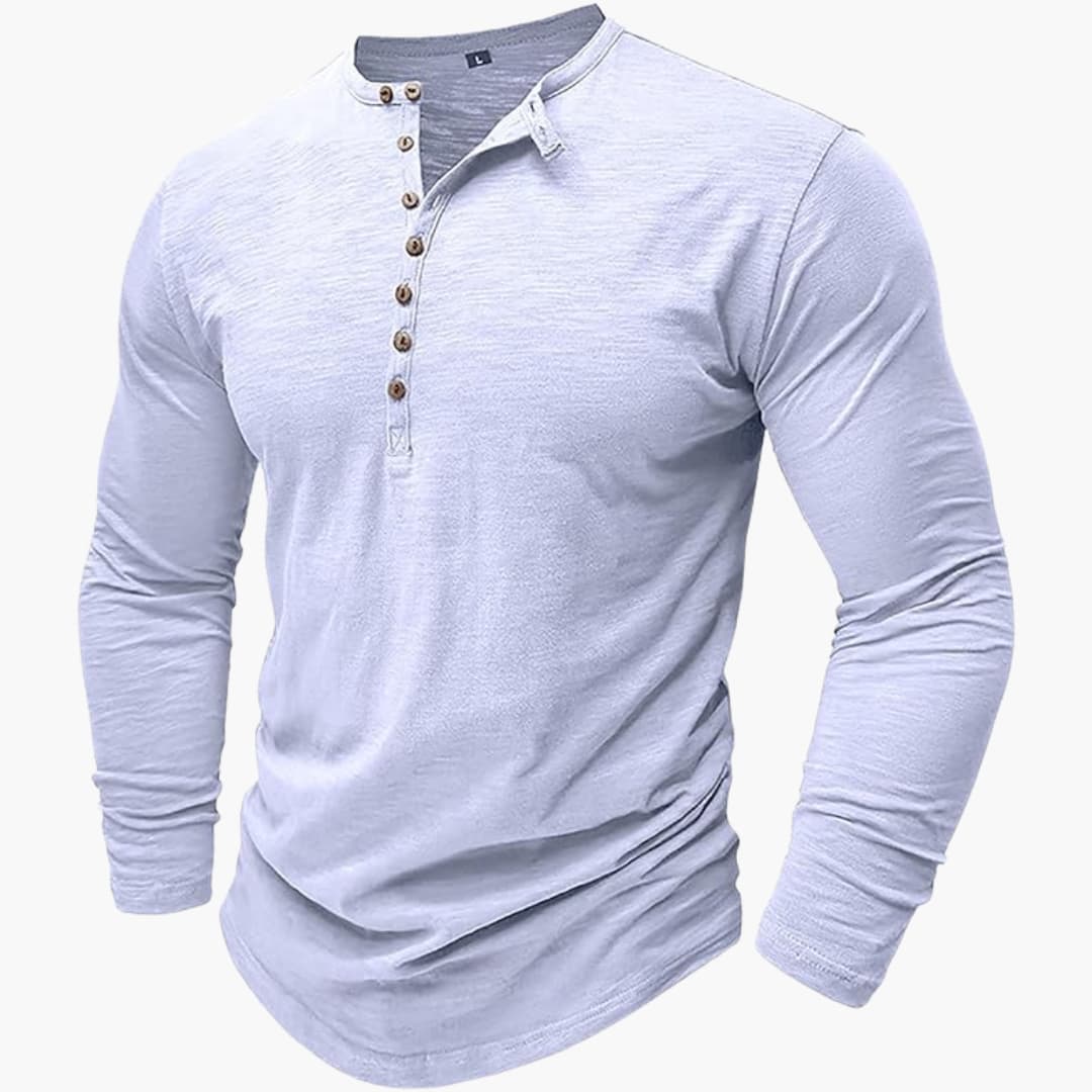Men's relaxed fit short sleeve shirt with chest pocket, round neckline, minimalist casual everyday style