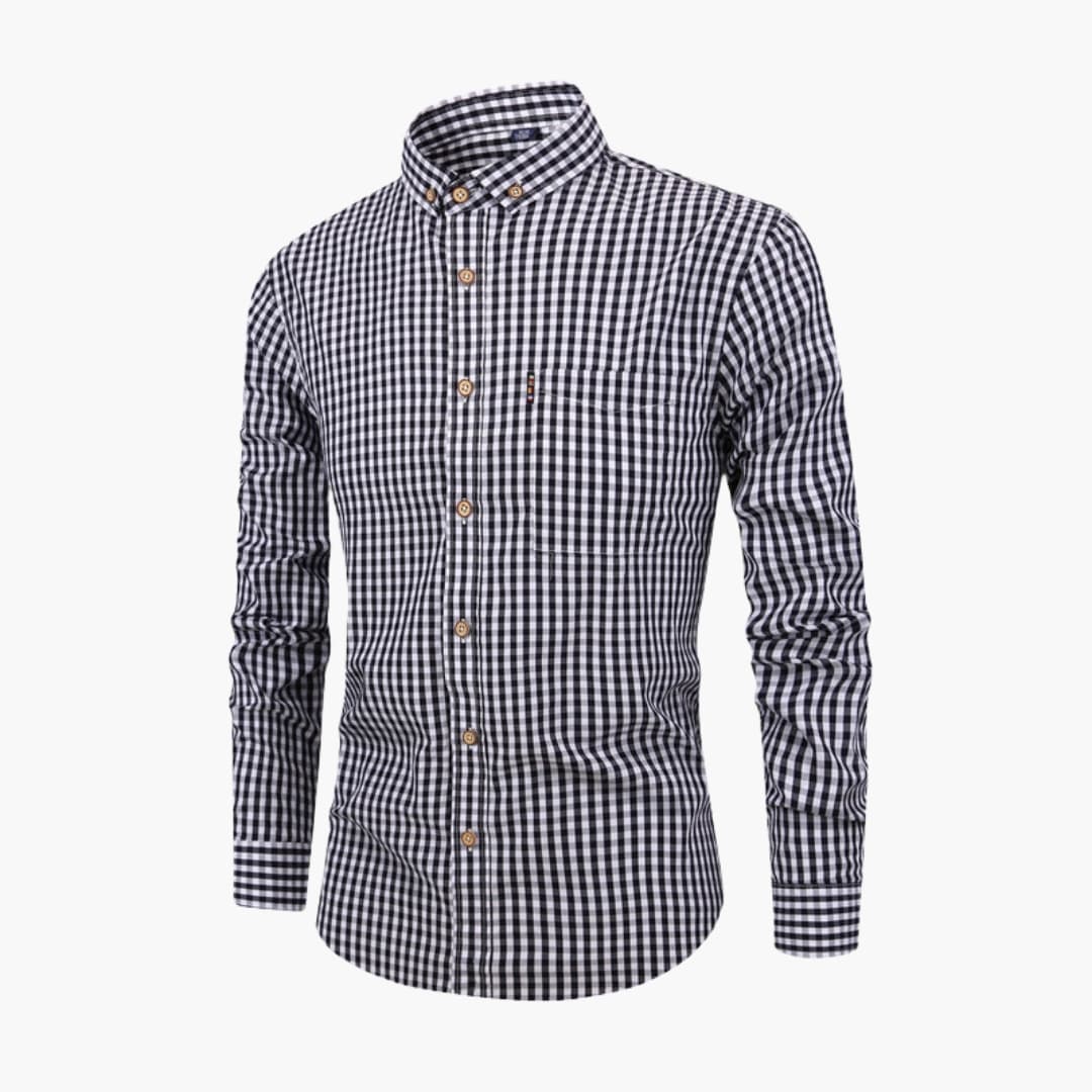 Men's plaid shirt clean cut fit classic pattern versatile layering everyday casual style