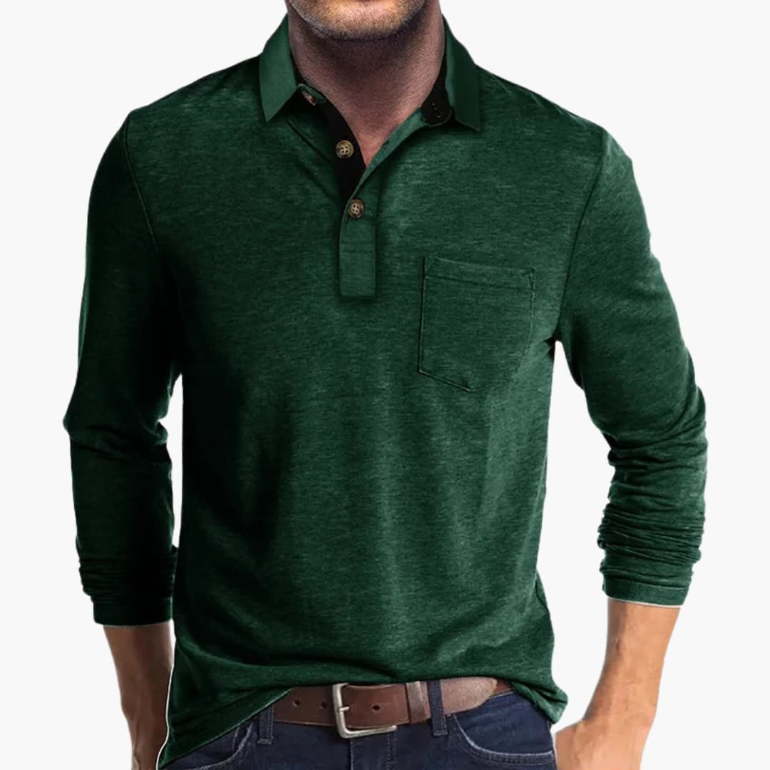 Men's white straight-fit long-sleeve business shirt classic collar full button closure office wear