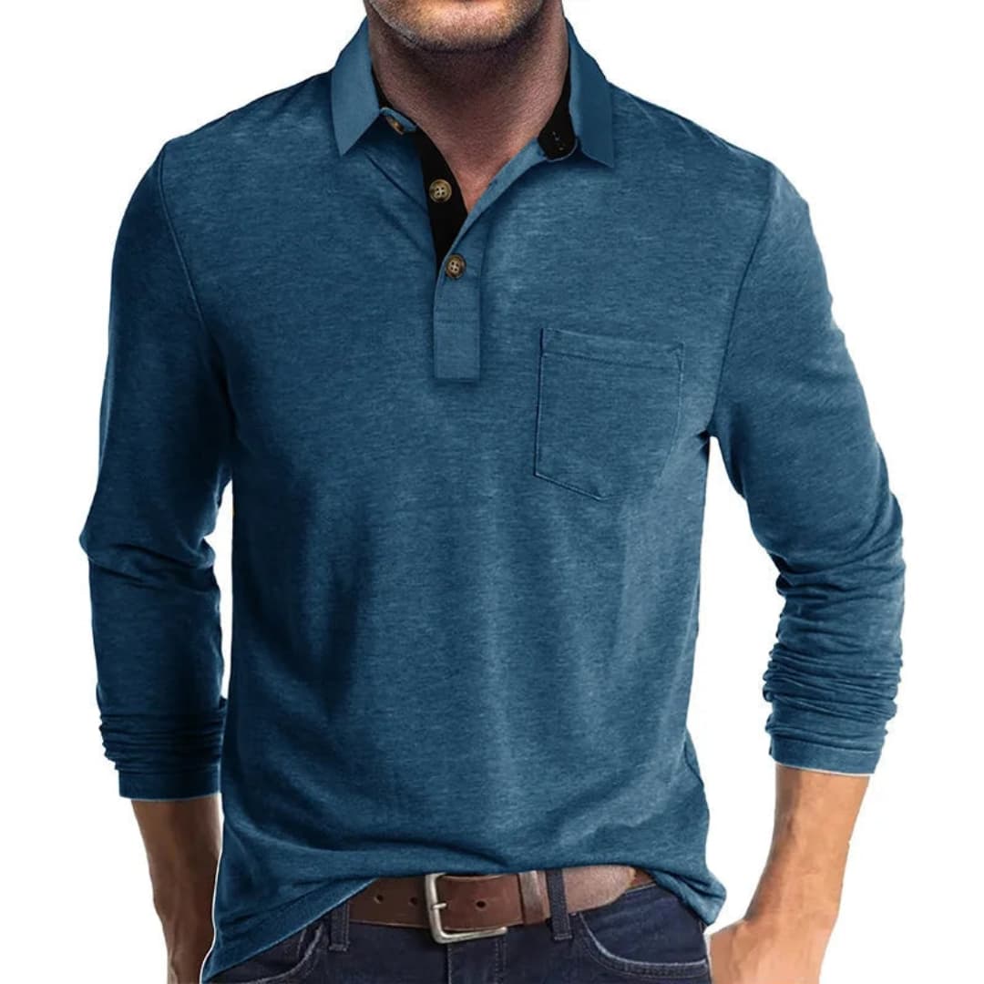 Men's white straight-fit business shirt long sleeves classic collar full button closure office wear