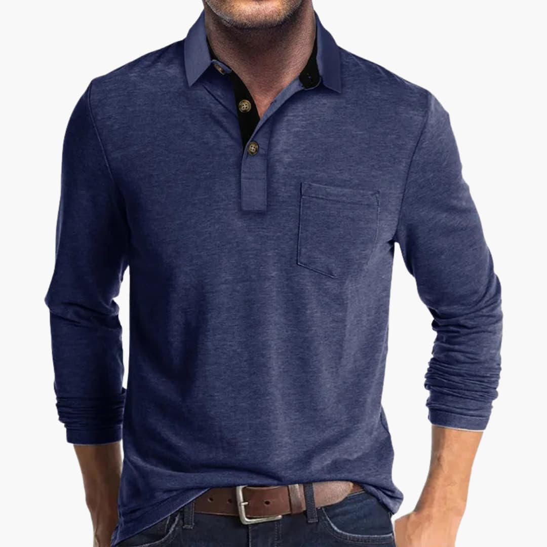 Men's white straight-fit long-sleeve business shirt classic collar full button closure office wear