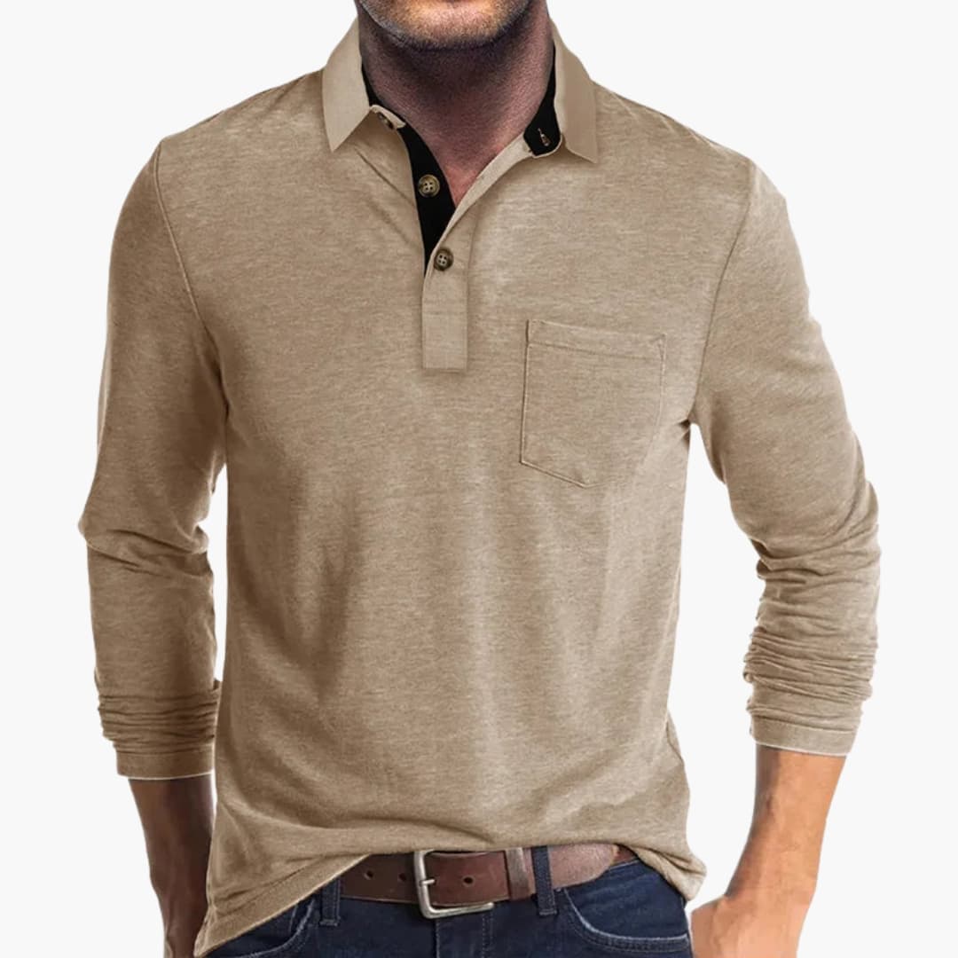 Men's white straight-fit long sleeve business shirt classic collar full button closure office wear