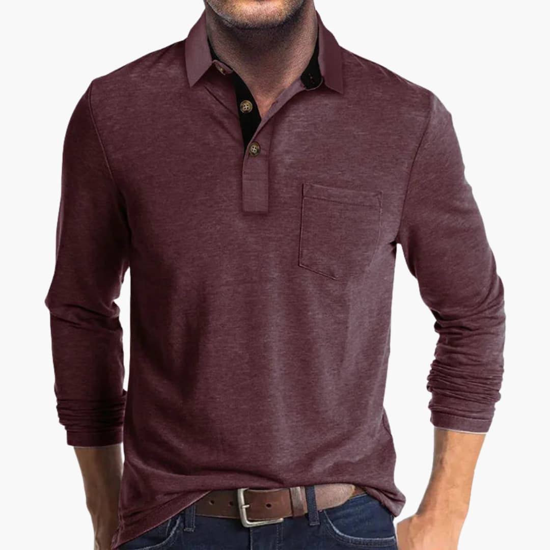 Men's white straight-fit long-sleeve business shirt classic collar full button closure office wear