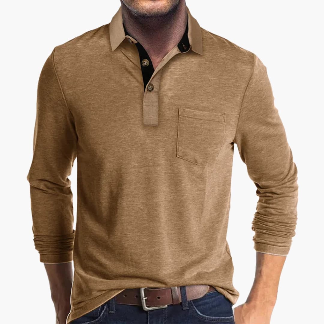 Men's white straight-fit long-sleeve business shirt classic collar full button closure office wear