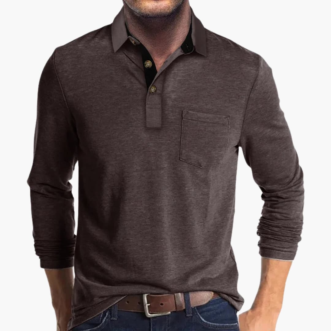 Men's white straight-fit long-sleeve business shirt classic collar full button closure office wear