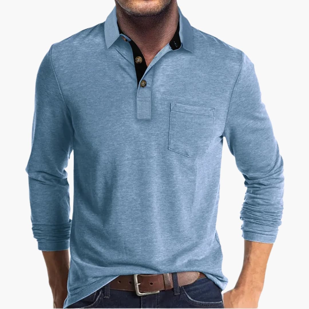 Men's white straight-fit business shirt long sleeves classic collar full button closure office wear