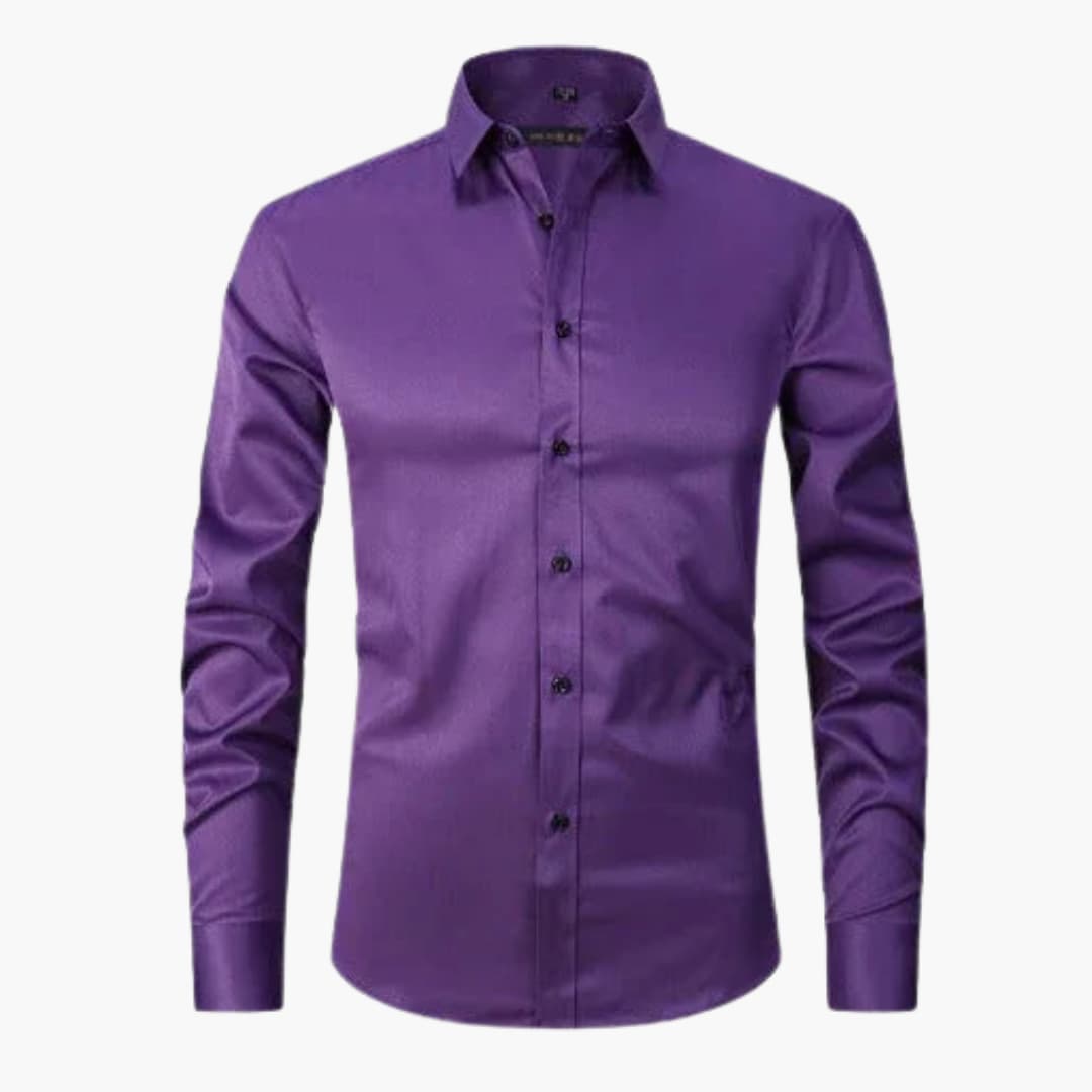 Men's stretch button-down shirt pointed collar polished flexible long-sleeve everyday wear