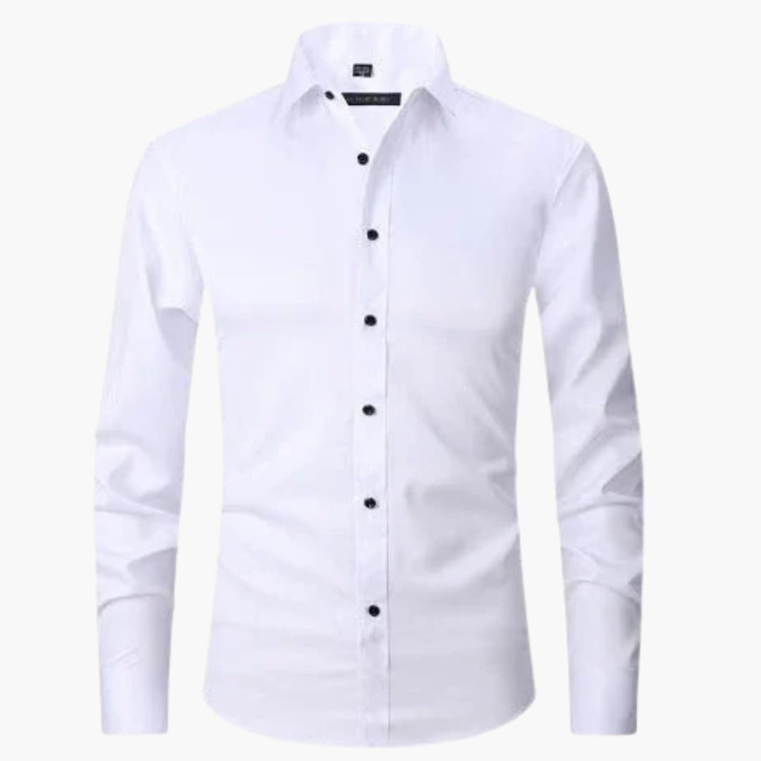 Men's stretch button-down shirt pointed collar polished slim fit flexible everyday wear
