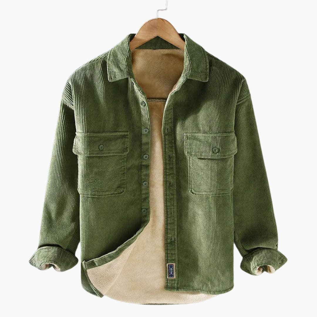 Men's striped texture long-sleeve button-front shirt with chest pockets, pointed collar, rounded hem