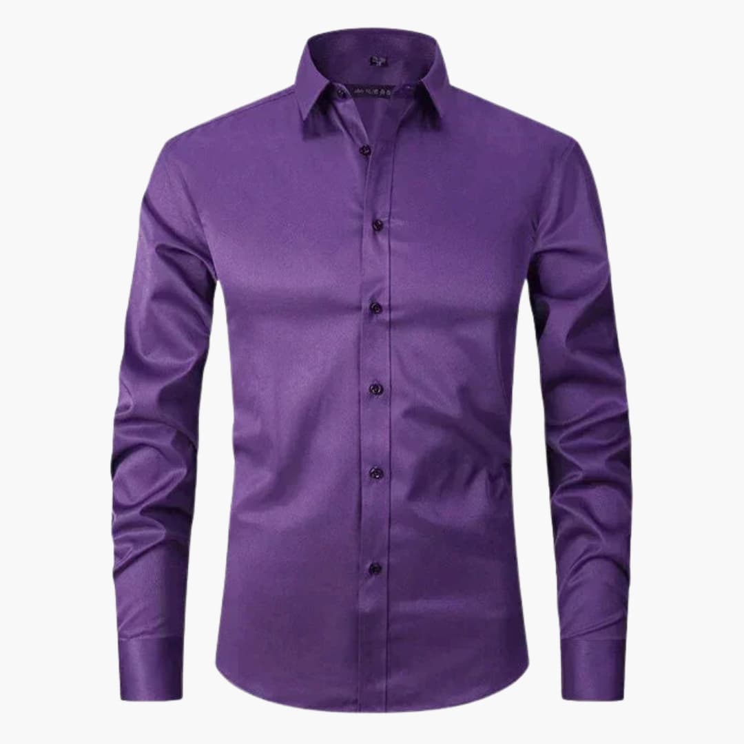 Men's classic collar button-down shirt, long sleeves, slim fit, versatile everyday office style