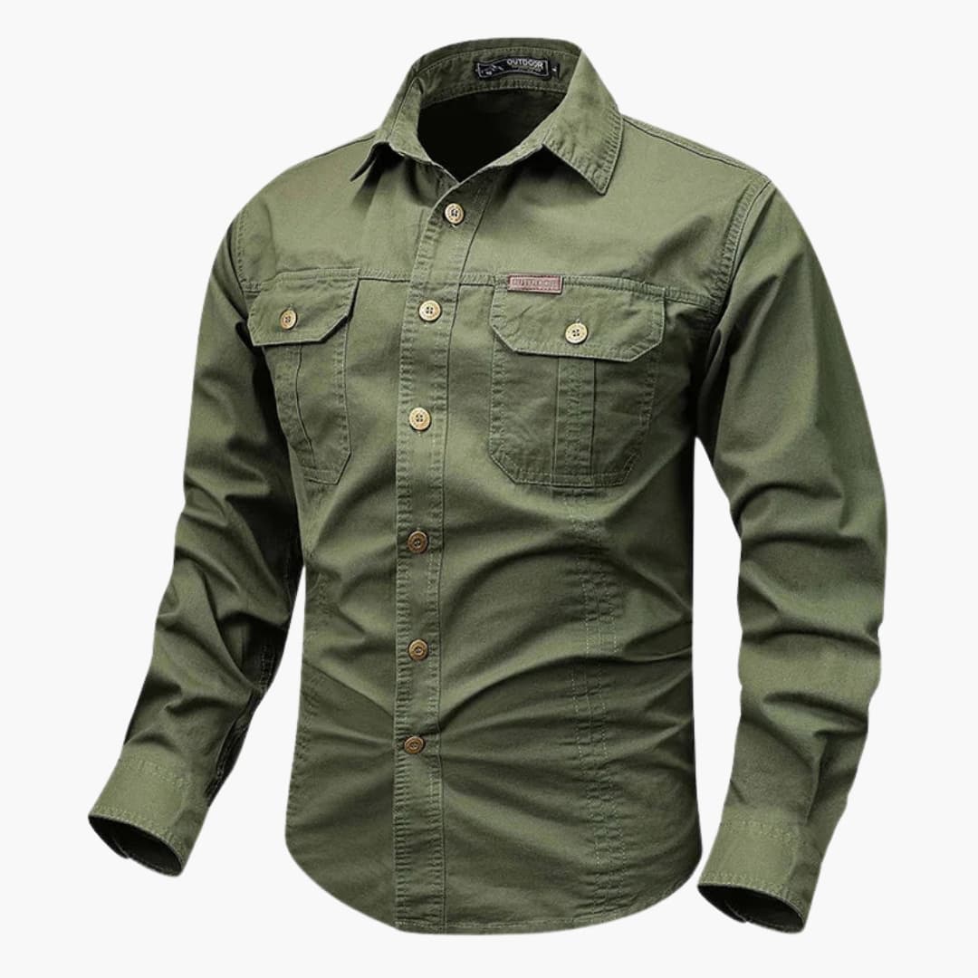 Men's classic collar long sleeve button-up shirt regular fit versatile everyday style