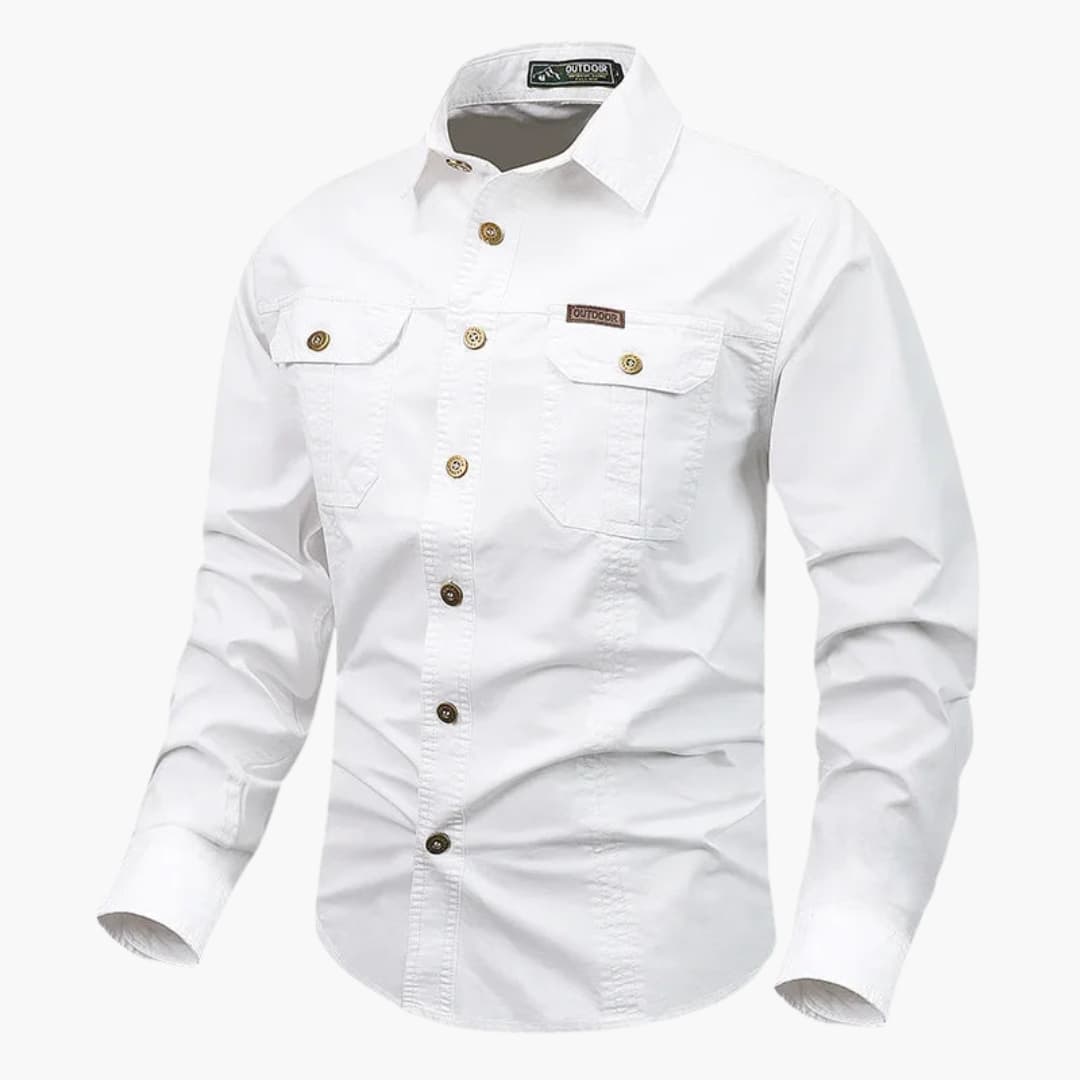 Men's classic collar long sleeve button-up shirt regular fit versatile everyday wear