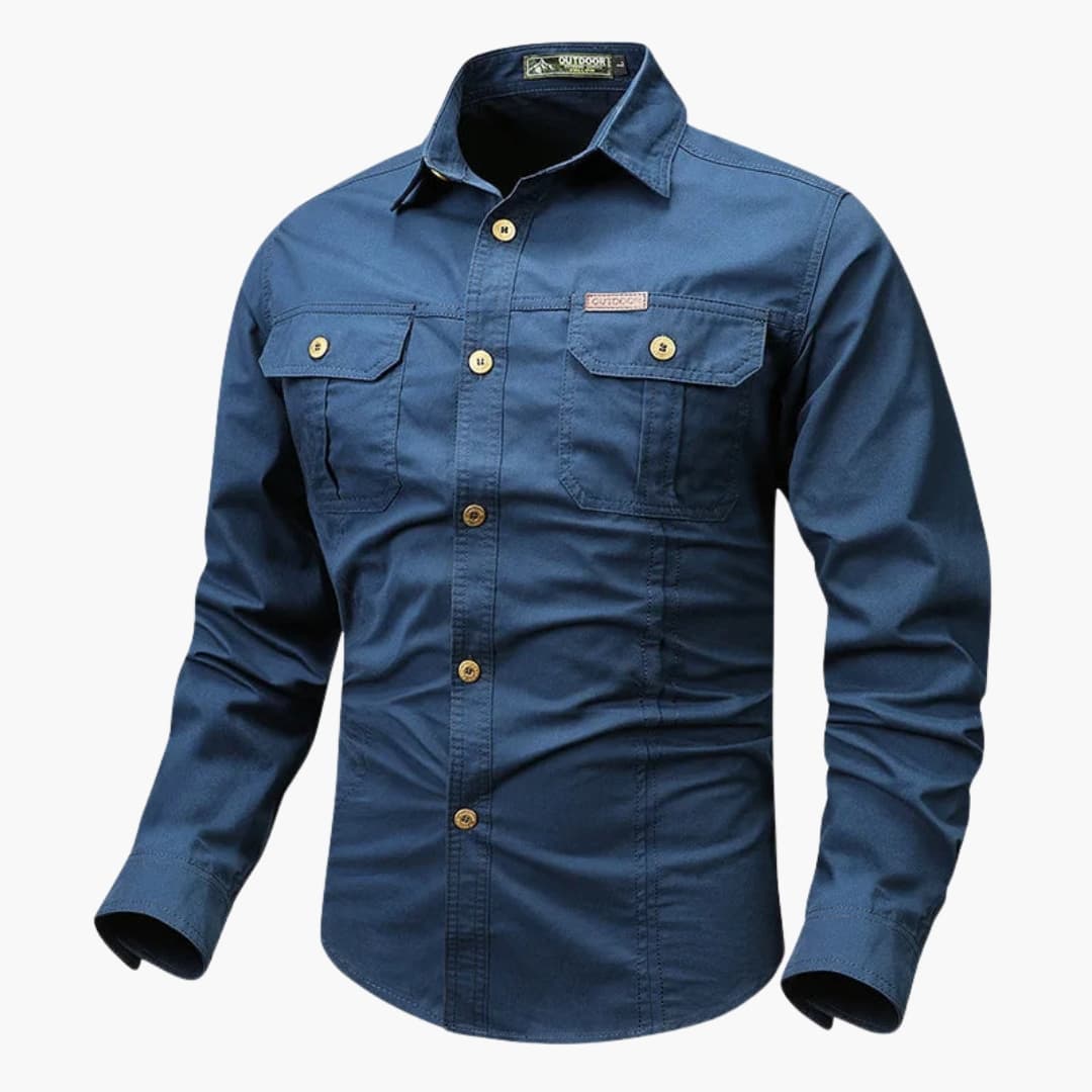 Men's classic collar long sleeve button-up shirt regular fit versatile everyday wear