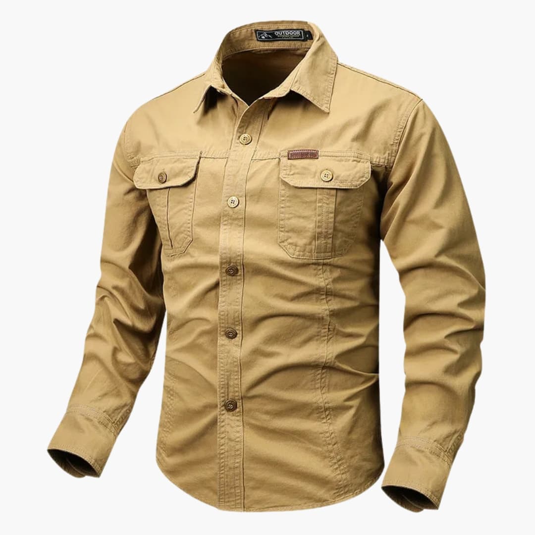 Men's classic collar long sleeve button-up shirt regular fit versatile everyday wear