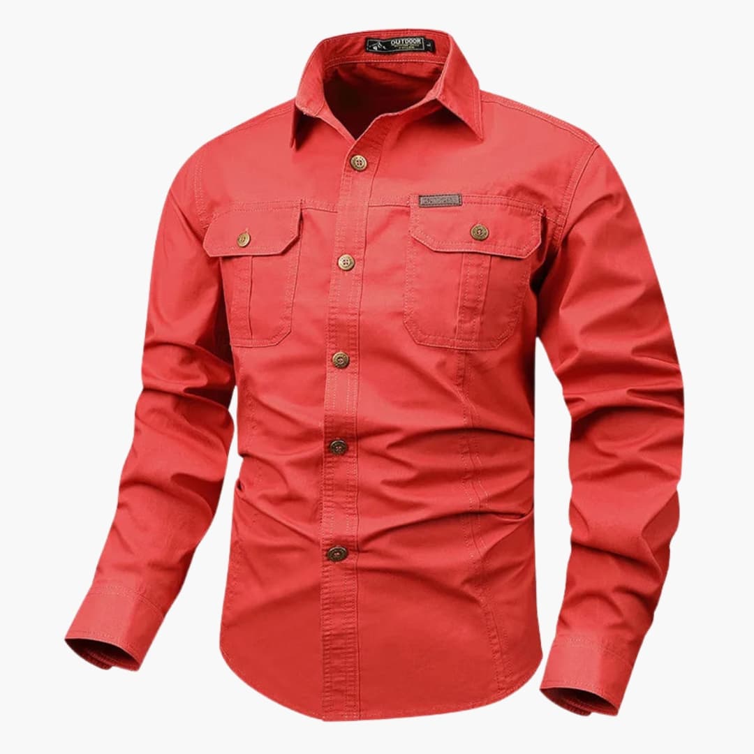 Men's classic collar long sleeve button-up shirt regular fit versatile everyday wear