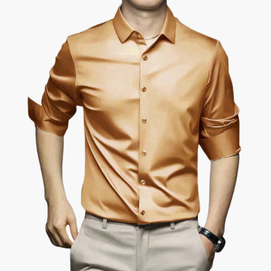 Men's non-iron tailored fit dress shirt classic collar button closure wrinkle-free professional
