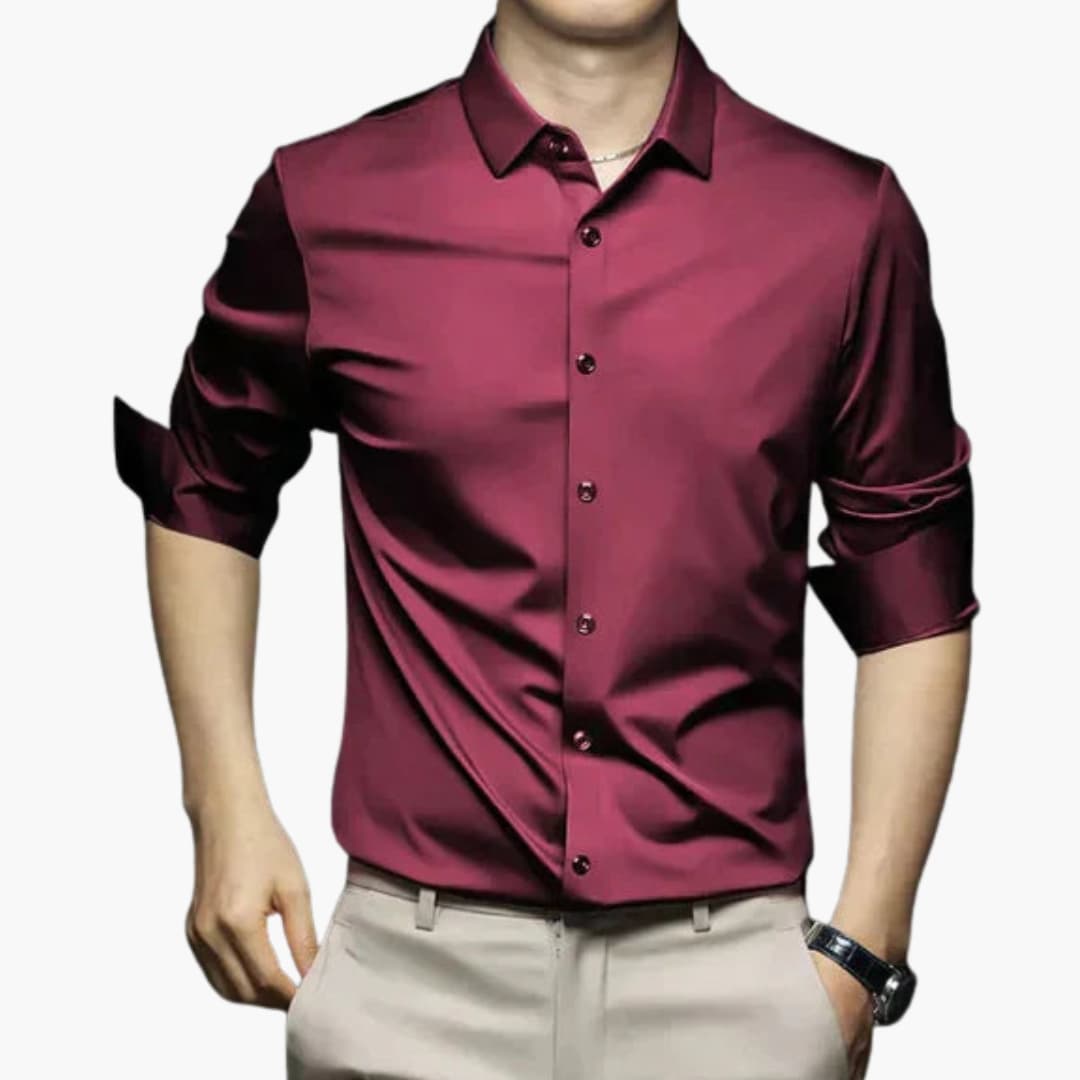 Men's non-iron tailored fit dress shirt classic collar button closure wrinkle-free professional style