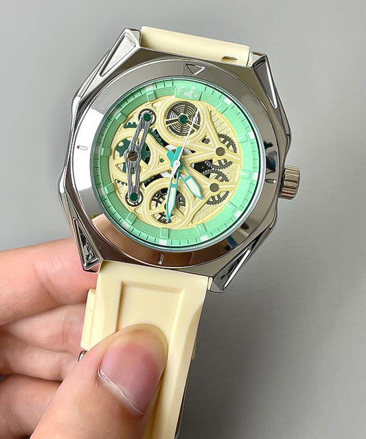 Montres chics beiges en caoutchouc de silicone et cristal saphir étanches - Urbann-Vibe