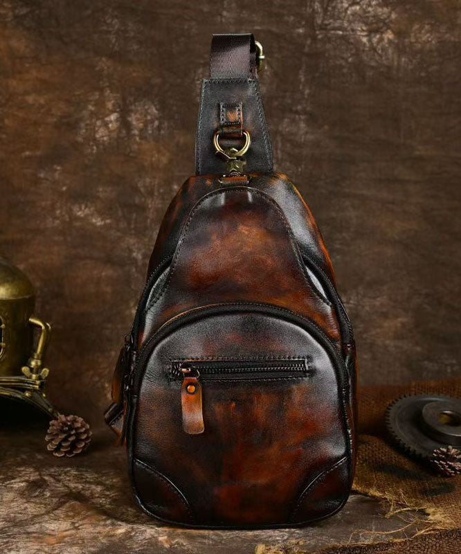 Sac à dos pour homme en cuir de veau marron chic et polyvalent - Urbann-Vibe