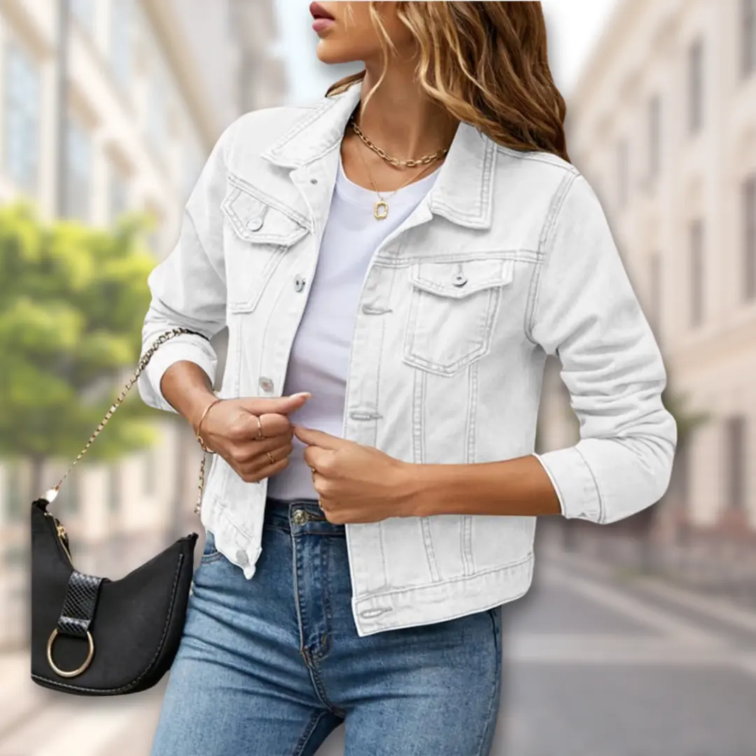 Women's button-up jacket versatile flattering fit classic silhouette effortless chic wardrobe essential