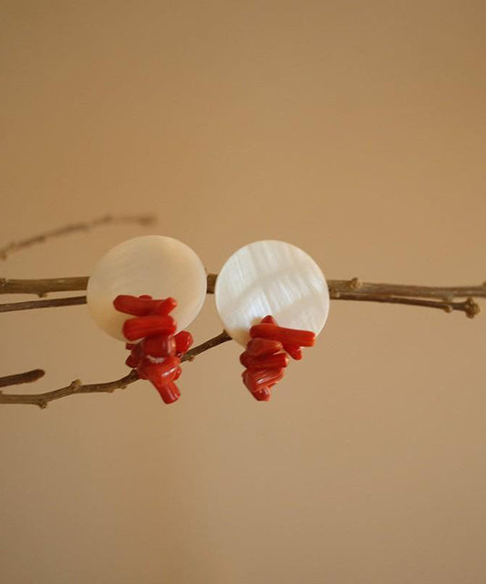 Boucles d'oreilles à tige en alliage colorblock chic et coquillage - Urbann-Vibe