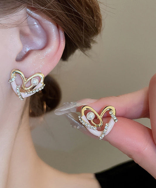 Boucles d'oreilles à tige chics en alliage de zircons colorés avec perles et glaçage goutte à goutte - Urbann-Vibe