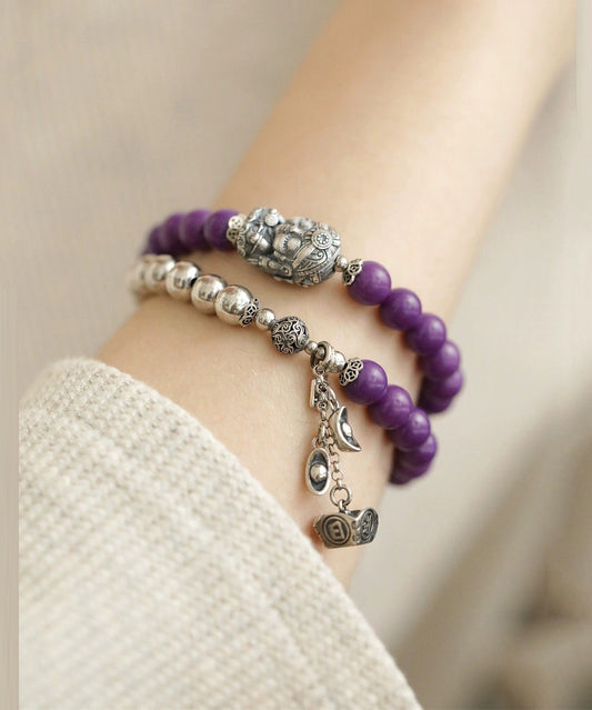 Bracelet à breloques chic en argent sterling colorblock et perles Thriving Business - Urbann-Vibe