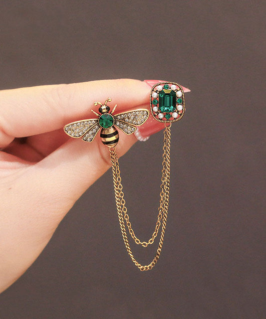 Broches chics en cuivre doré avec pompon en zircon et abeille - Urbann-Vibe