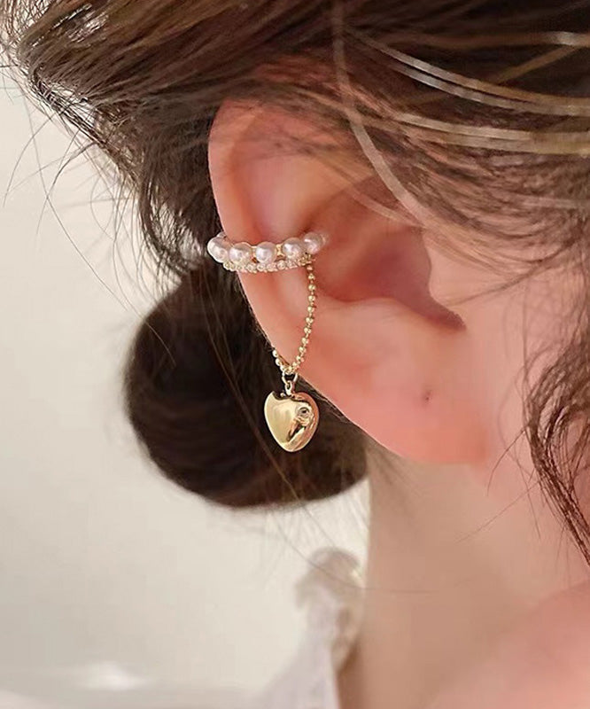 Boucles d'oreilles pendantes chics en or, cuivre doré, zircon et perles Love Tassel - Urbann-Vibe