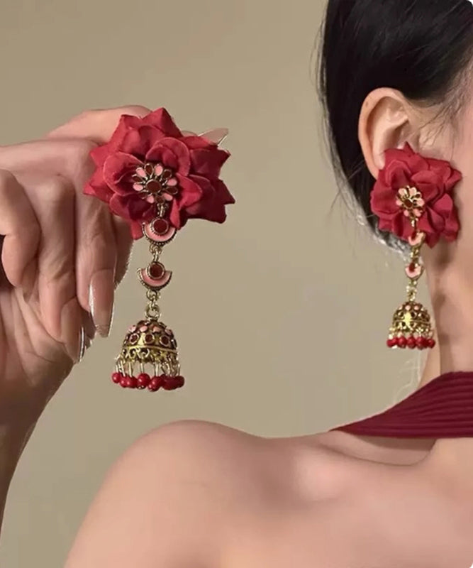 Boucles d'oreilles pendantes chics en argent sterling avec pampilles roses surdorées - Urbann-Vibe