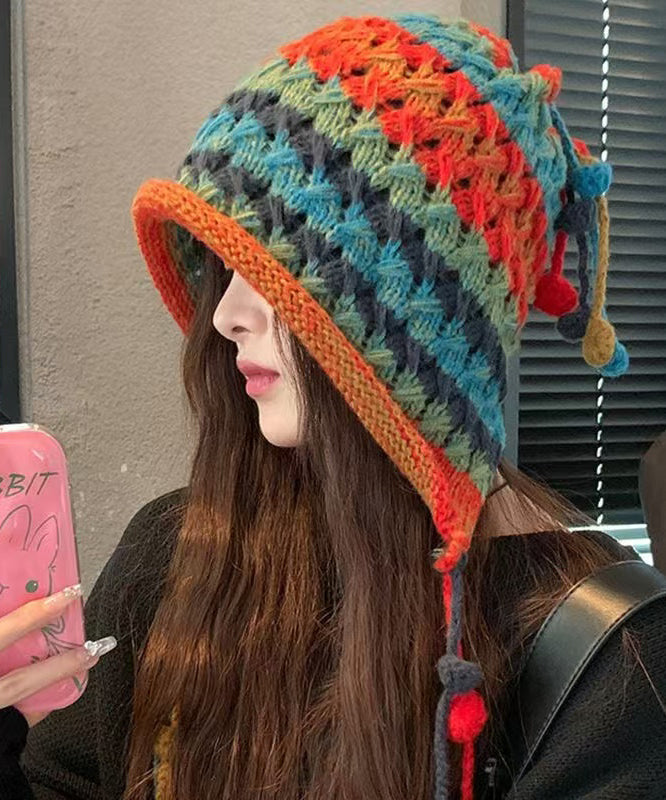 Chapeau boonie tricoté à la main chic arc-en-ciel - Urbann-Vibe