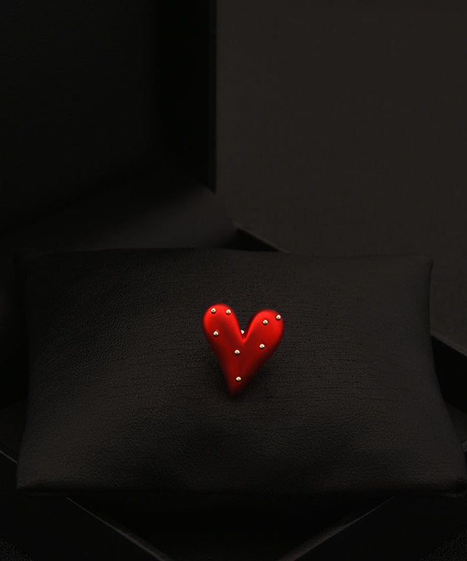 Broche Love chic en acier inoxydable rouge - Urbann-Vibe