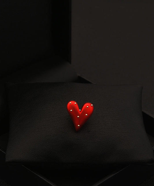 Broche Love chic en acier inoxydable rouge - Urbann-Vibe
