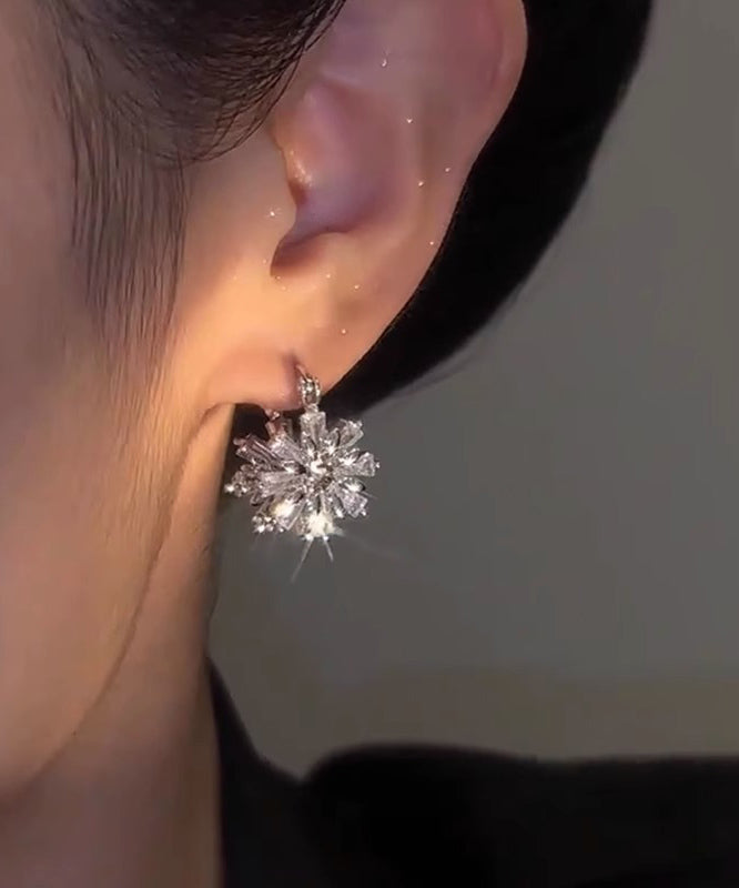 Boucles d'oreilles créoles flocon de neige chic en soie, cuivre et zircon - Urbann-Vibe