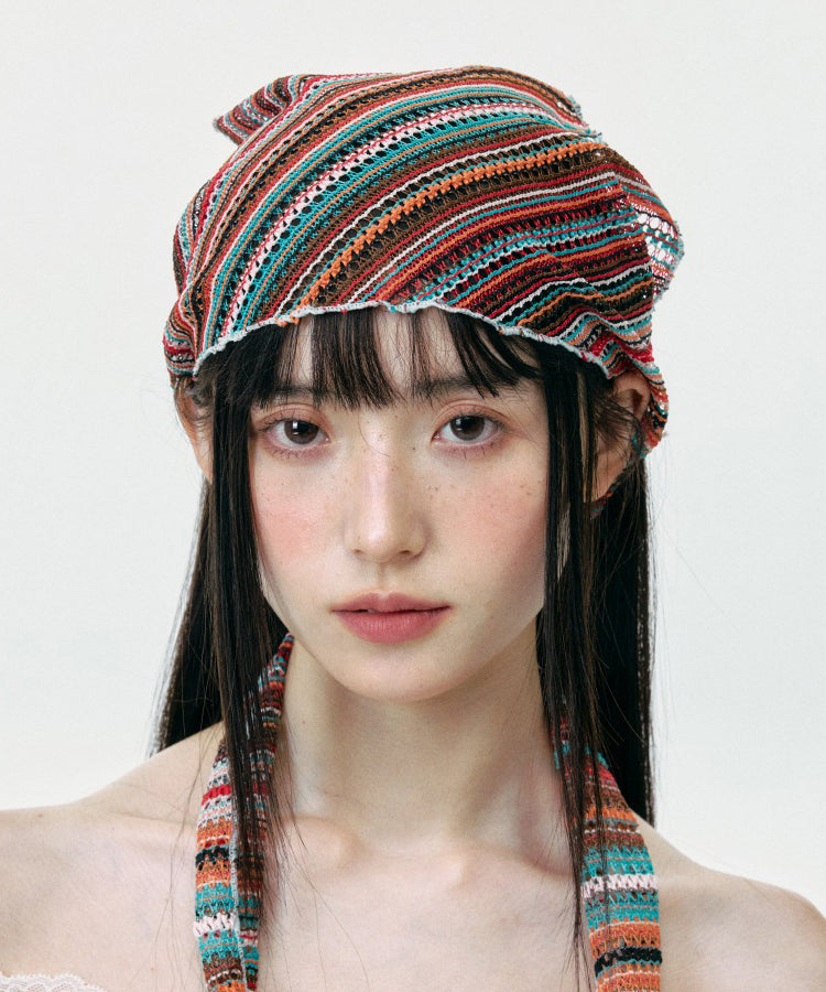 Chapeau boonie tricoté à rayures fines et colorées, élégant et ajouré - Urbann-Vibe