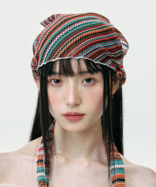 Chapeau boonie tricoté à rayures fines et colorées, élégant et ajouré - Urbann-Vibe