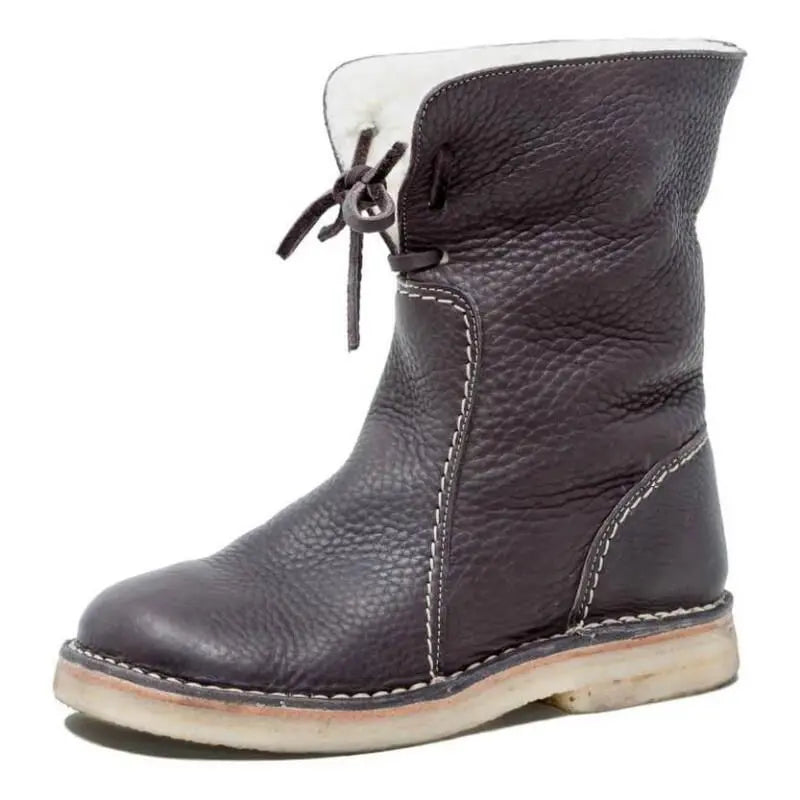 Women's waterproof lace-up winter boots warm cozy lining durable rubber sole cold weather ready