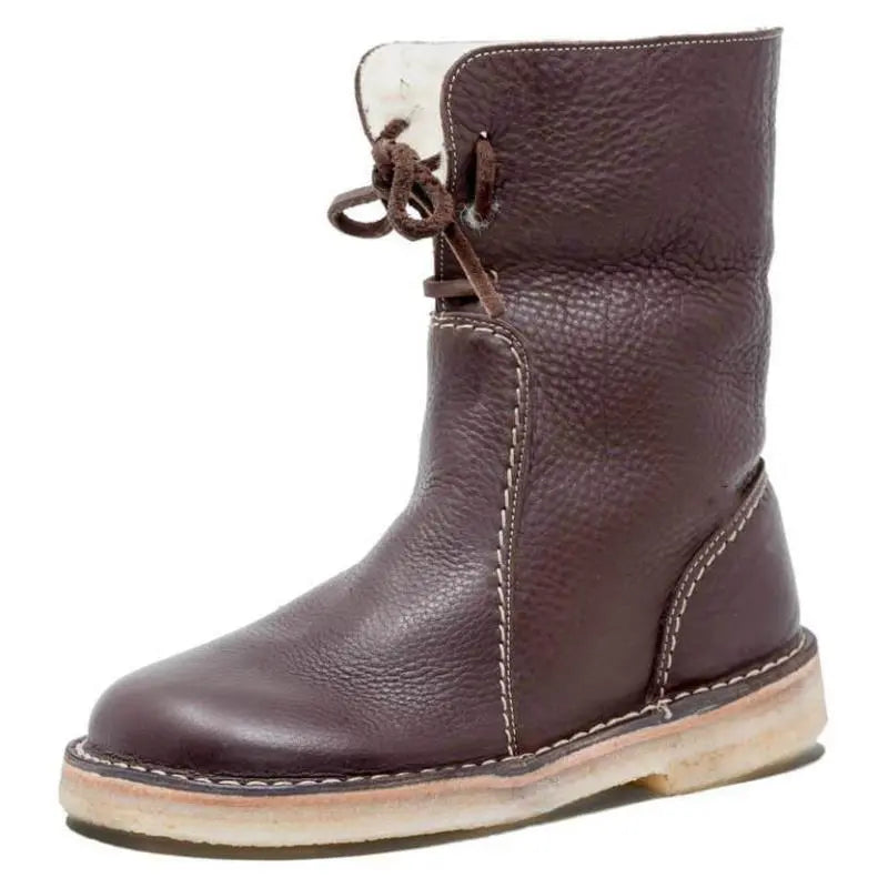 Women's waterproof lace-up winter boots warm cozy interior durable rubber sole cold weather ready