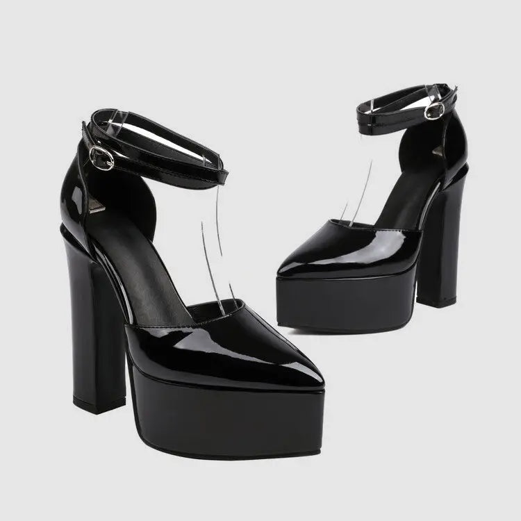Odile women's leather high heels in black, nude, and red with timeless silhouette and premium comfort