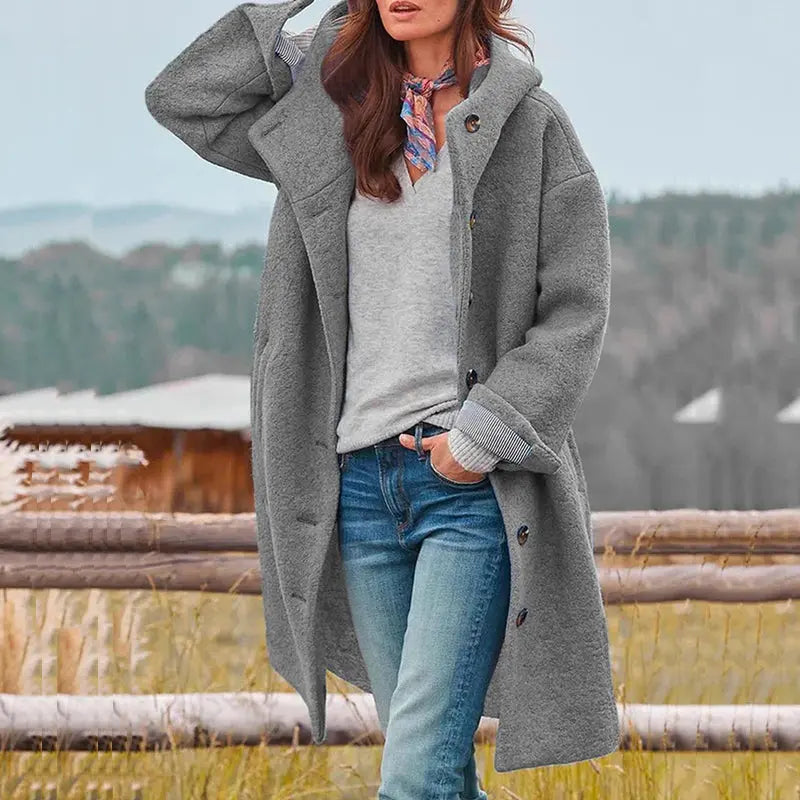 Women's casual warm winter coat with plush insulation, flattering silhouette for city and outdoor wear