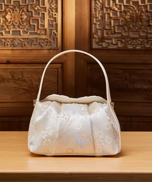 Sac fourre-tout polyvalent en jacquard beige de style chinois - Urbann-Vibe