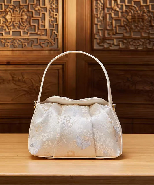 Sac fourre-tout polyvalent en jacquard beige de style chinois - Urbann-Vibe