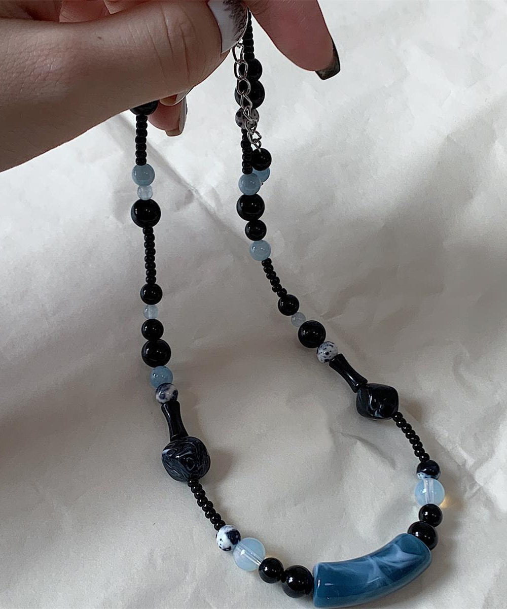 Collier de perles graduées en alliage noir de style chinois - Urbann-Vibe