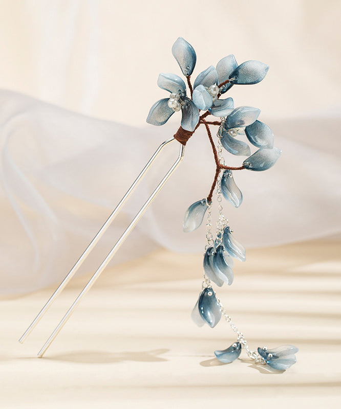 Épingle à cheveux à pompon en alliage de cuivre bleu de style chinois - Urbann-Vibe