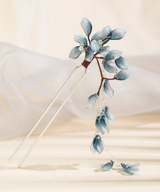 Épingle à cheveux à pompon en alliage de cuivre bleu de style chinois - Urbann-Vibe