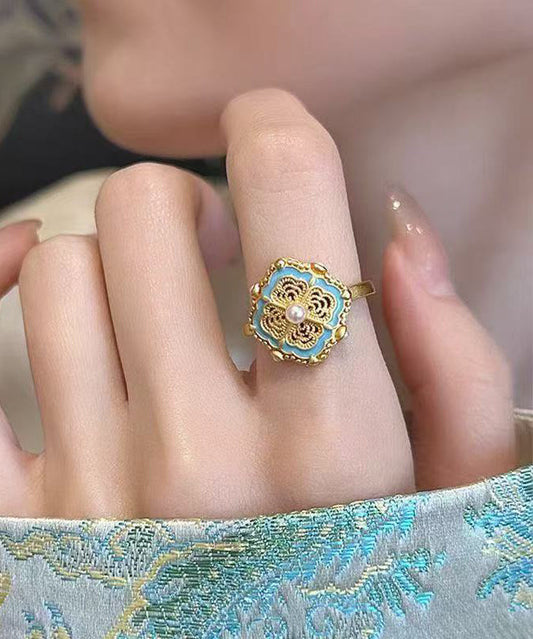 Bagues en or et perles de style chinois antiques - Urbann-Vibe