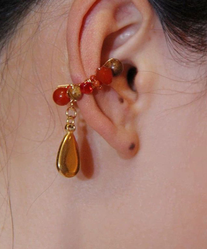 Boucles d'oreilles créoles en forme de goutte d'eau en acier inoxydable doré de style chinois - Urbann-Vibe
